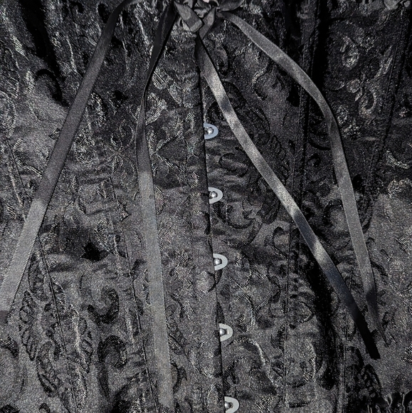 🎃 S - XL • Jacquard Lace Up Bustier Top Boned Overbust Corset • NWOT - Picture 5 of 8